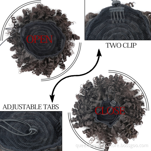 Short Ponytail High Hair Puff Clip in Chignon Bun Hairpiece Afro Kinky Curly Synthetic Drawstring ponytail Hair Extensions